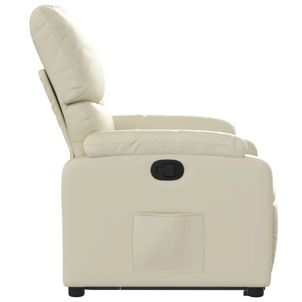 Poltrona Alzapersona Reclinabile Crema in Similpelle