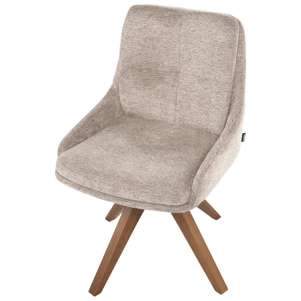 Set di 2 sedie da pranzo girevoli Rivestimento in tessuto tortora Base con gambe in legno girevoli in metallo
