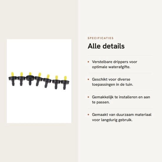Sistema di Irrigazione a Dripping - Drippers con Compensazione - 50 Unità - Per il Giardinaggio e le Piante da Interno