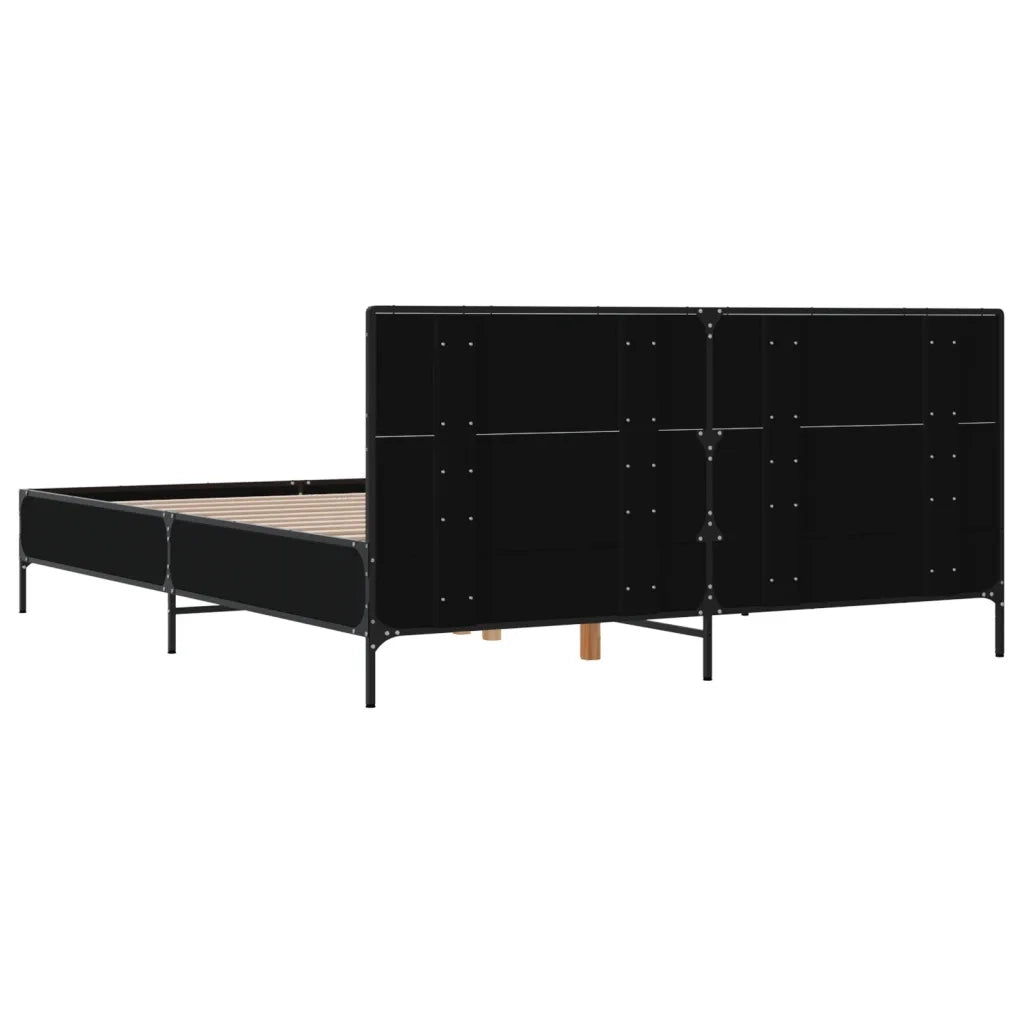 Giroletto Nero 120x200 cm in Legno Multistrato e Metallo 3279992