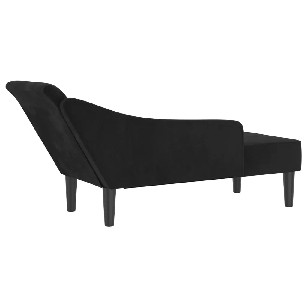 vidaXL Chaise Lounge con Cuscini Nero in Velluto