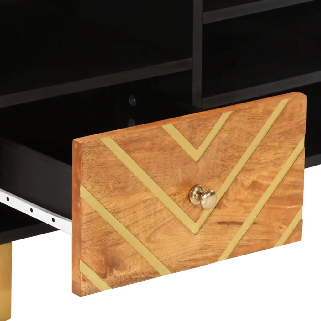 Mobile TV | Armadietto TV | Mobile Porta TV Marrone e Nero 100x33,5x46 cm in Legno di Mango