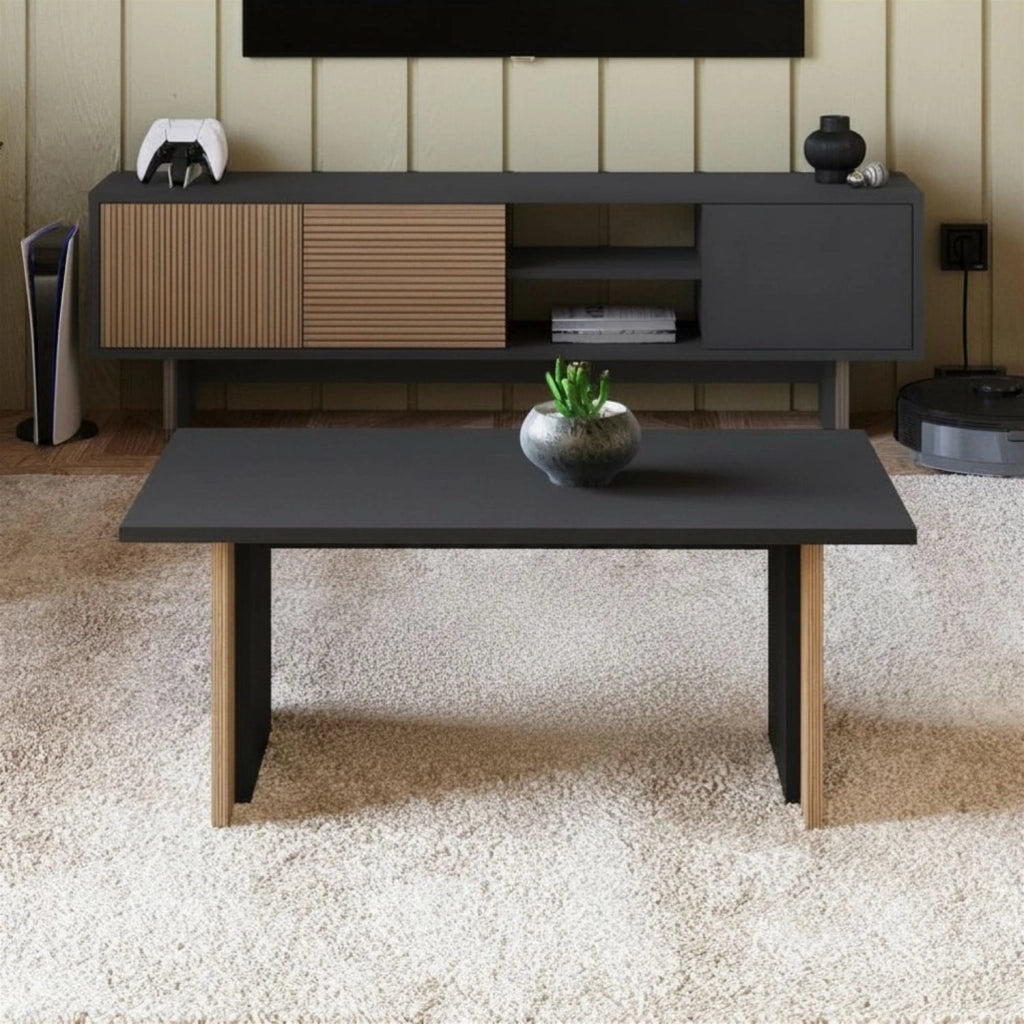 Tavolino in legno "Ravello" - 90 x 50 x 40 cm - Grigio antracite