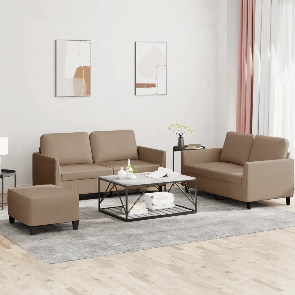 Set di Divani 3 pz con Cuscini cappuccino in Similpellecod mxl 104143