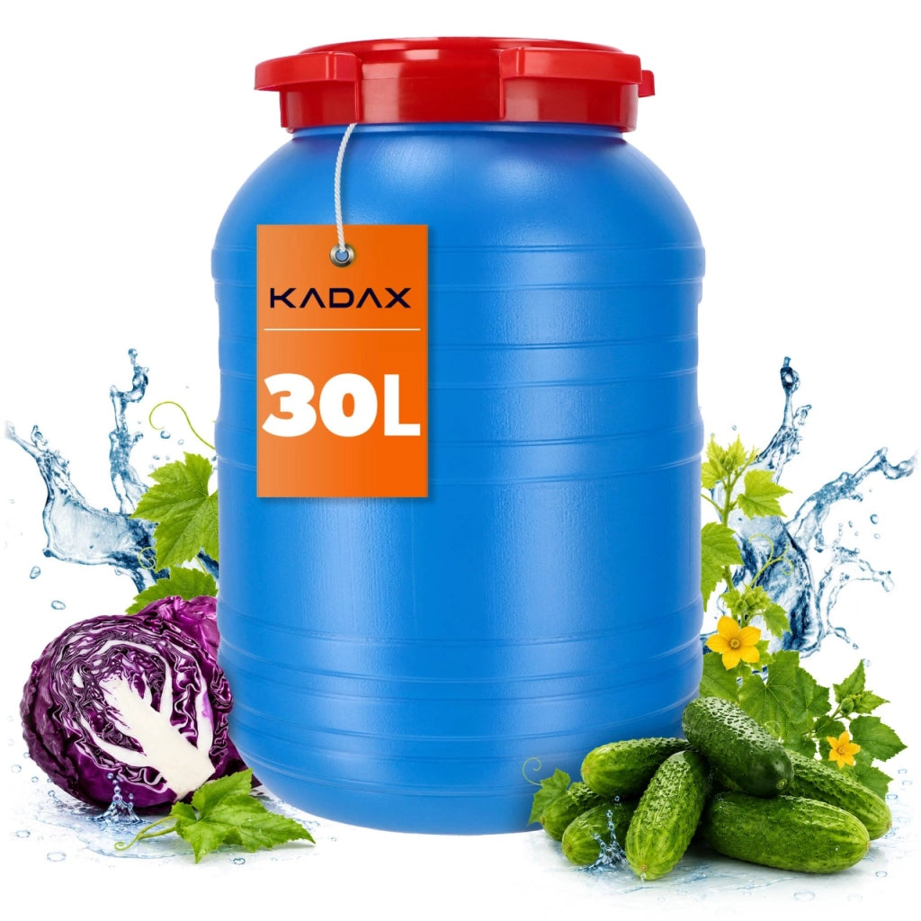 KADAX Barile in plastica da 30 litri per sottaceti di cavoli e cetrioli per acqua piovana Certificato