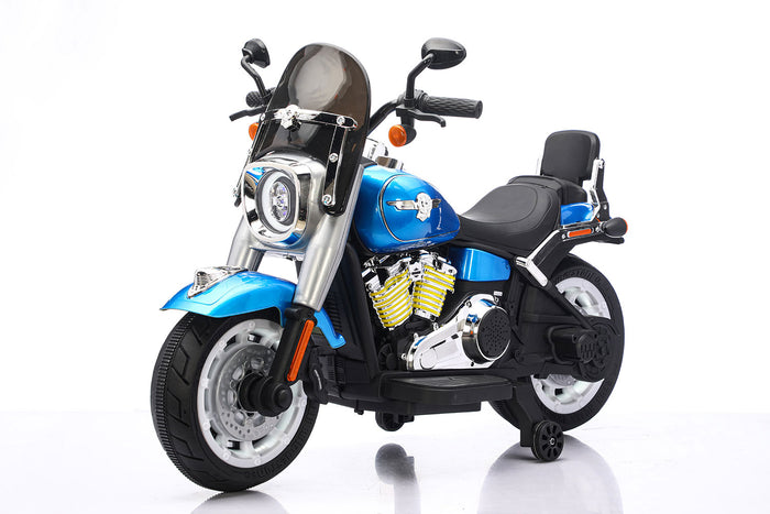 Moto Elettrica per Bambini Cruiser Acceleratore a Manubrio 12V 7Ah Blu Metallizzato