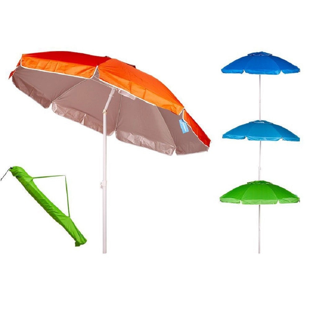 Trade Shop - Ombrellone Mare 180 Cm Con Snodo Palo Acciaio Con Sacca Colori Assortiti 4096258 -