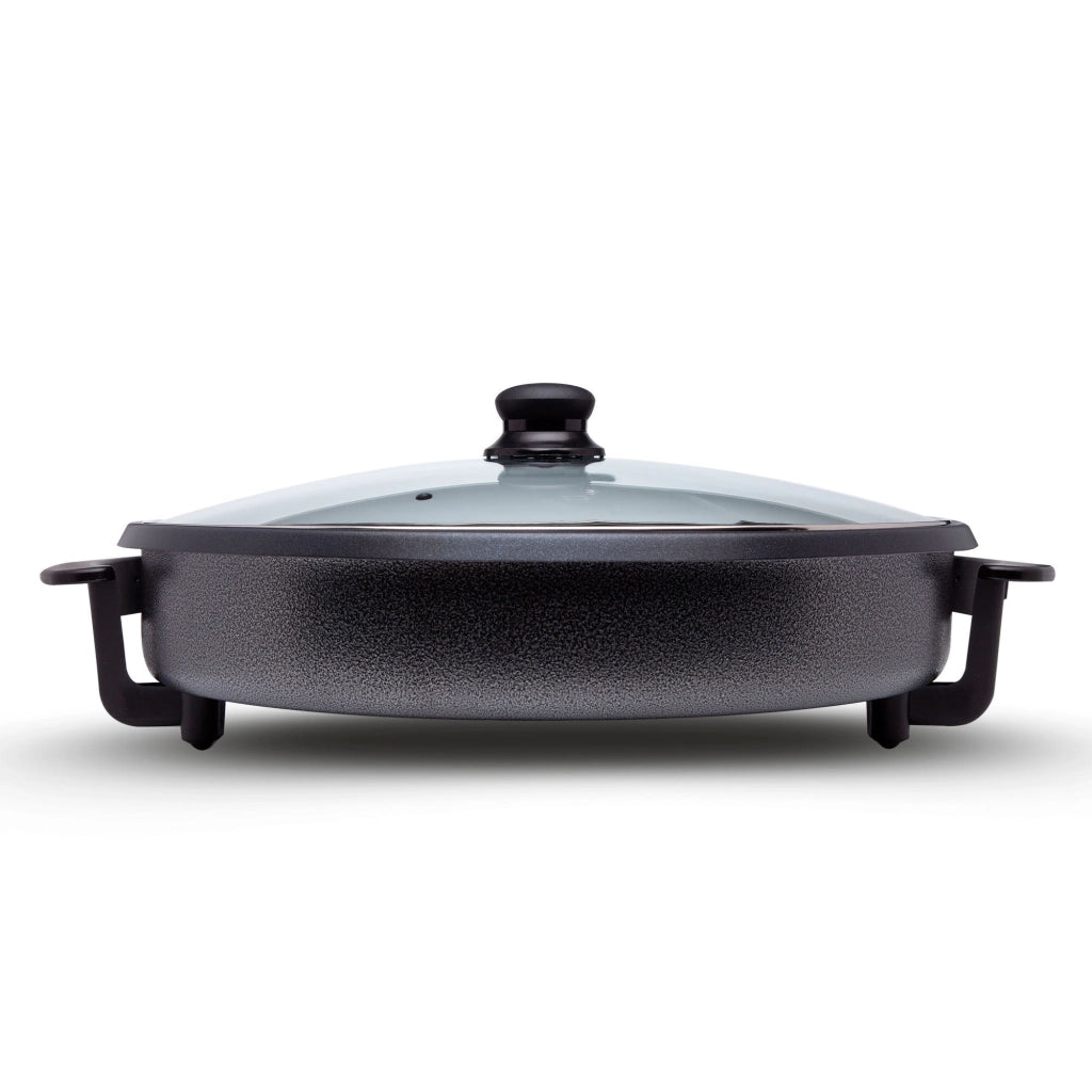 Padella elettrica multifunzione 42 cm con coperchio in vetro, termostato regolabile 240°C rivestimento antiaderente pietra 1500W - Sogo