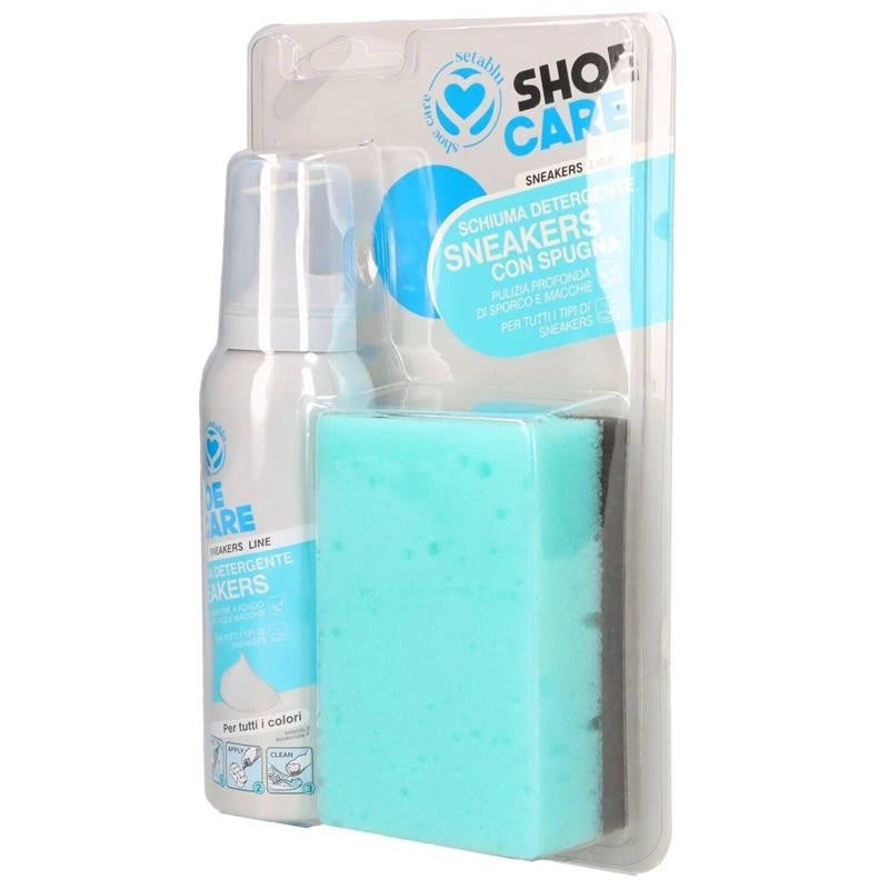 SETABLU SPRAY PULIZIA SNEAKERS 125 ML CON SPUGNA INTEGRATA SCHIUMA DETERGENTE PER PULIZIA PROFONDA