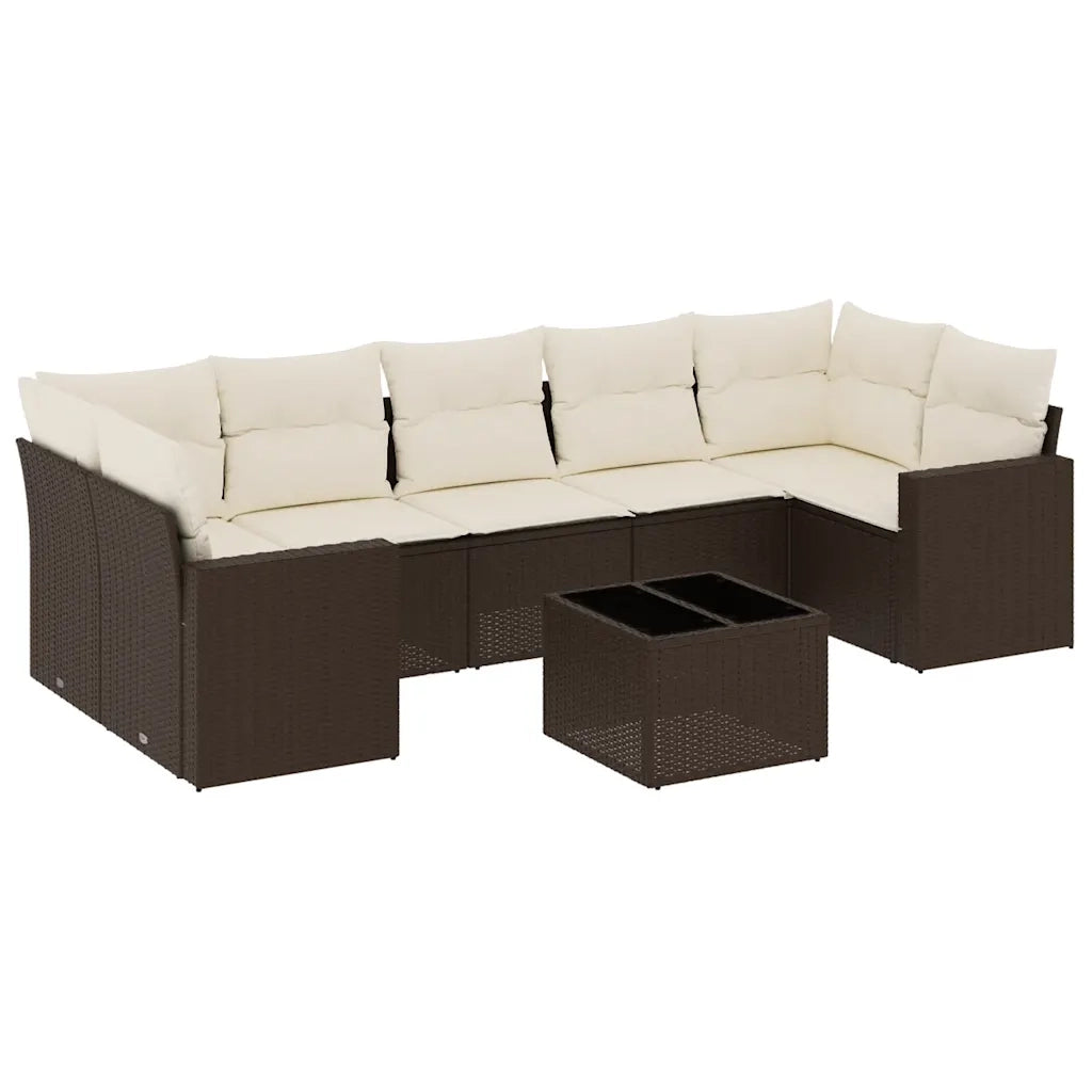 Set Divani da Giardino 8 pz con Cuscini Marrone in Polyrattan 3218733