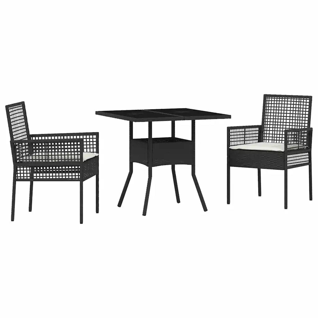 Set da Pranzo per Giardino 3 pcs Nero polyrattan 3334923