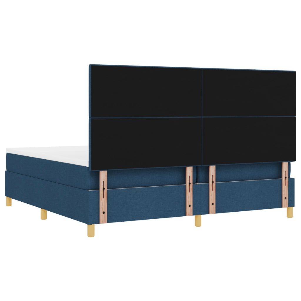 Letto con Box Spring e Materasso Blu 200x200 cm Tessuto