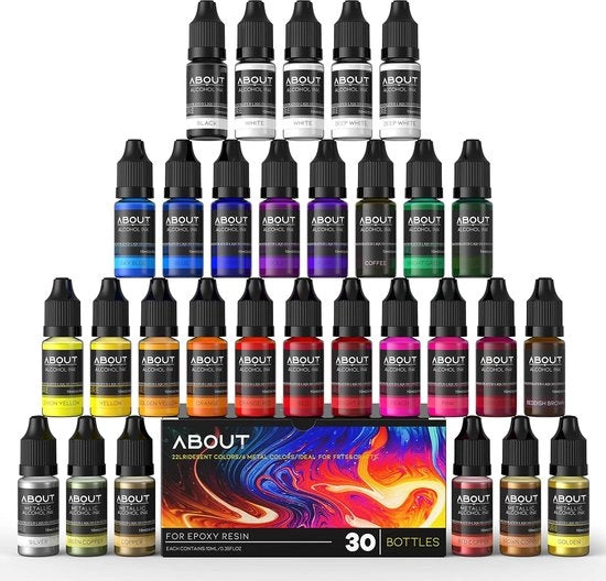 Inchiostro alcoolico, 30 colori, vernice epoxy concentrata, pigmento di vernice, fai da te, per artigianato, pittura, gioielleria, 10 ml al pezzo