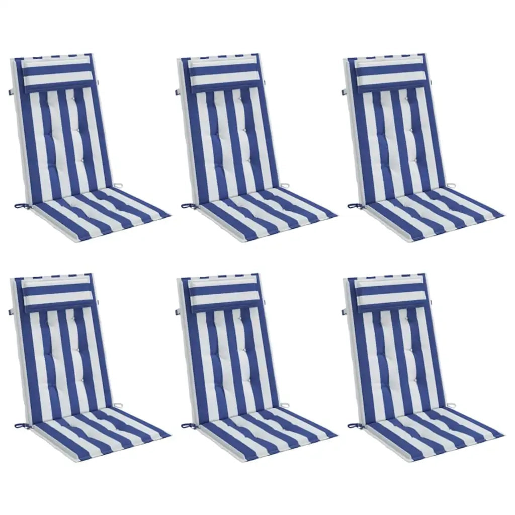 Cuscini Sedia Schienale Alto 6 pz Bianco e Blu Tessuto Oxfordcod mxl 94345