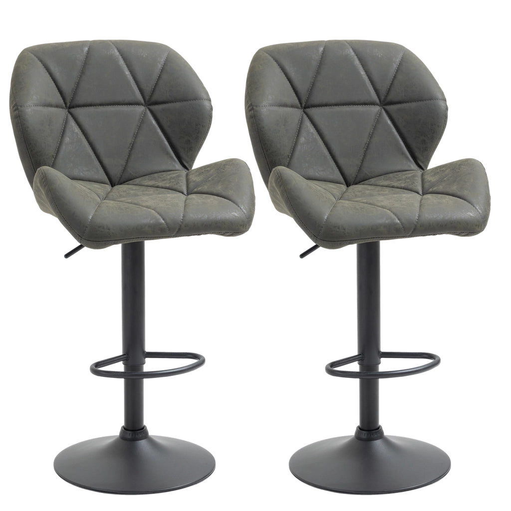 Set 2 Sgabelli da Bar Regolabili ¨C Xylo ¨C Schienale, Seduta Similpelle, Base Metallo, Verde