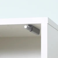 kleankin Mobile Colonna Bagno in Legno a 5 Ripiani con Anta a Specchio Apribile, 32x28x162 cm, Bianco