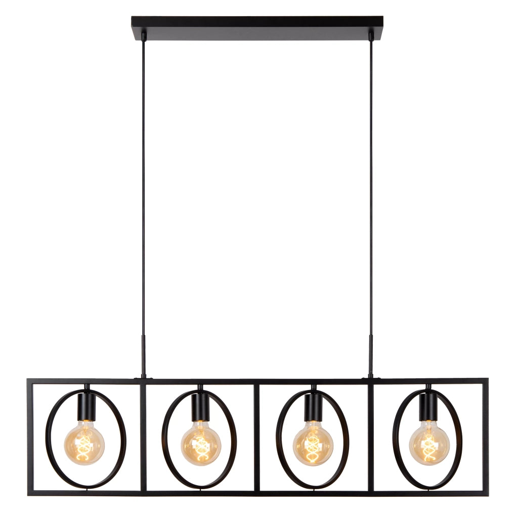Lampada a sospensione nera loft SUUS 107cm 4xE27 Lucide