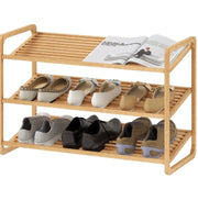 Scaffale portascarpe in bambù 76x33x50，8 cm， 3 ripiani， naturale