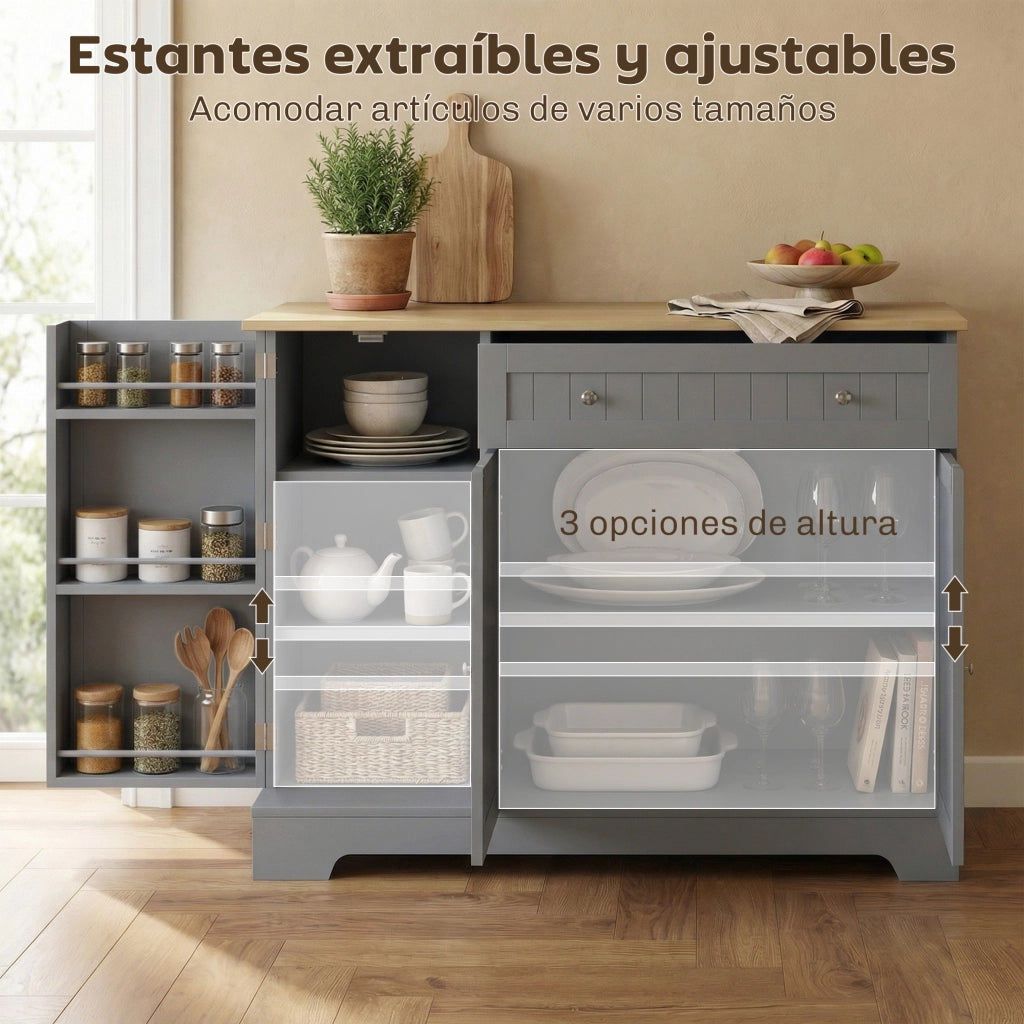 Armadio Cucina con Ripiani Aggiustabili ¨C zephmum ¨C Grigio 105x40x83 cm