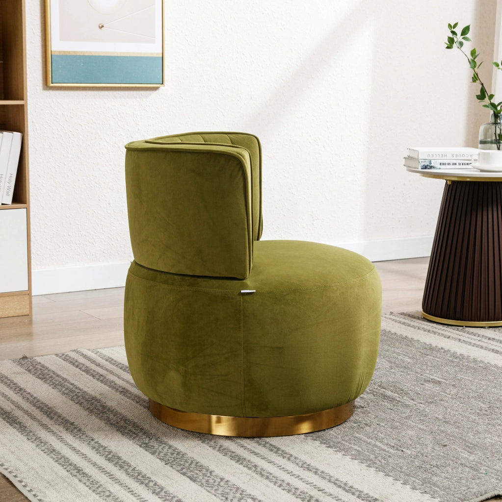 Poltrona girevole a 360° in velluto verde oliva; con schienale ergonomico; 62;5 x 62 x 69;5 cm