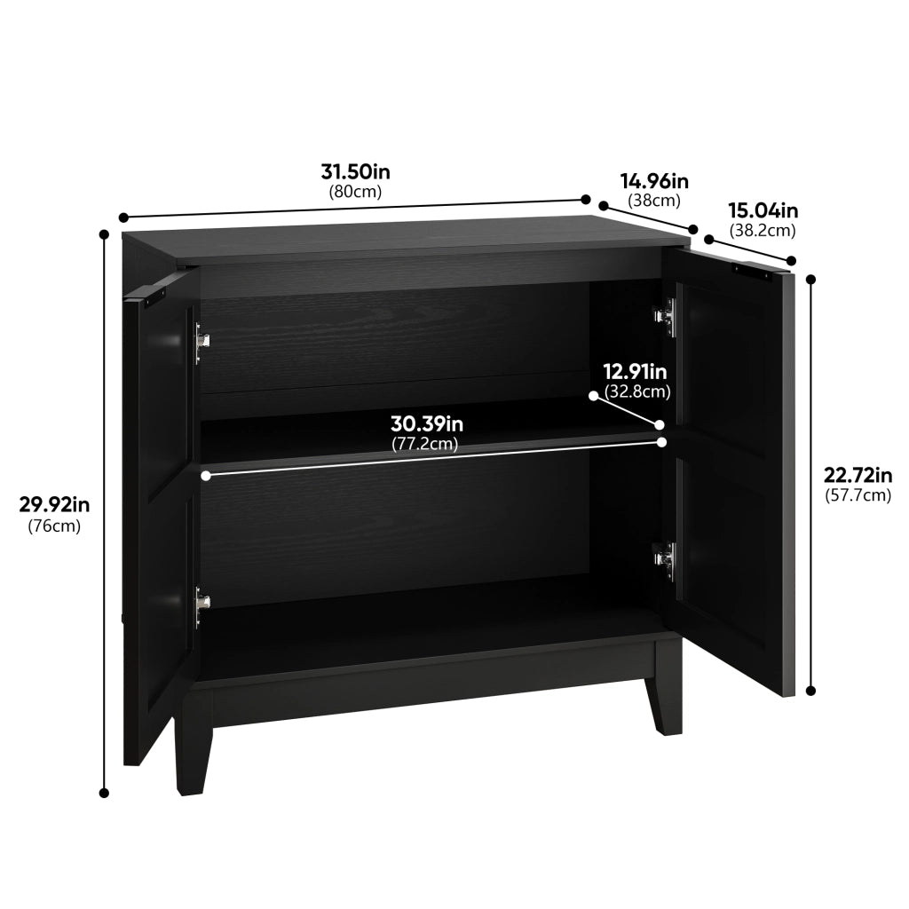 Credenza con 2 ante e ripiano regolabile; per soggiorno; cucina; in MDF; nero