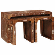 Tavolo Nesting 3 pz | Tavolo laterale Marrone Legno Recuperato Massello