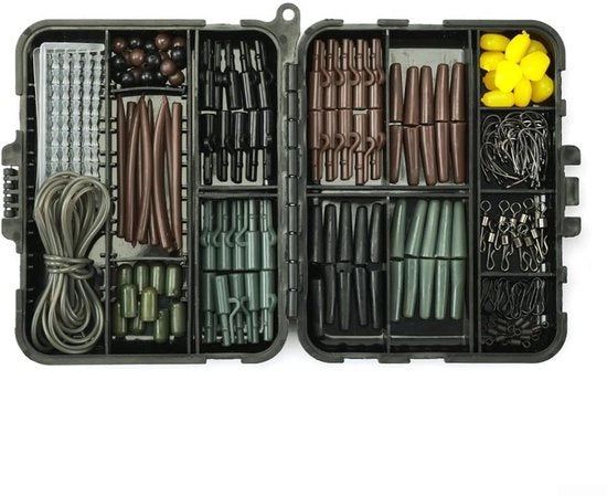 Kit di attrezzi per pesca al carpo premium - 173 pezzi - Scatola di attrezzi - Helikopter - Rig - Translucido - Attrezzo per pesca - Adatto per diverse tipologie di pesca