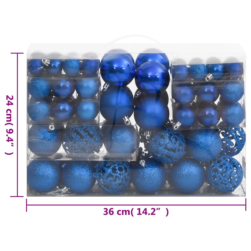 Set Palline di Natale 111 pz Blu in Polistirene 356118
