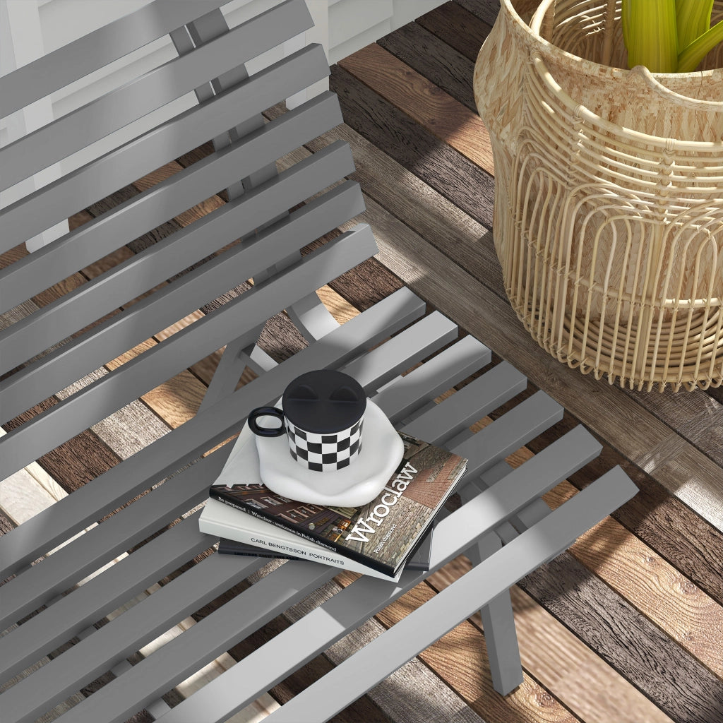 Panchina Da Giardino 2 Posti In Alluminio Grigio 123 Cm Per Esterni Con Schienale