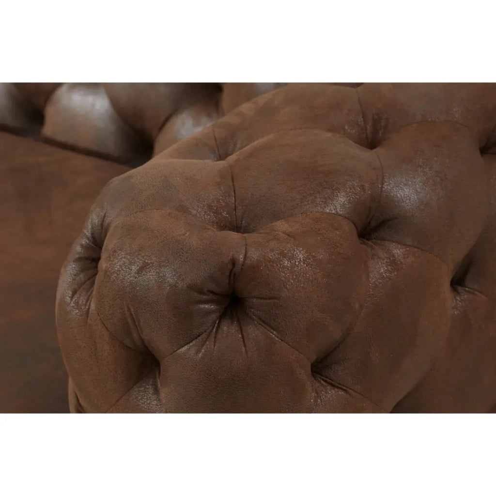 Divano destro VELENA marrone con pouf – Divano barocco in microfibra con struttura in legno massiccio