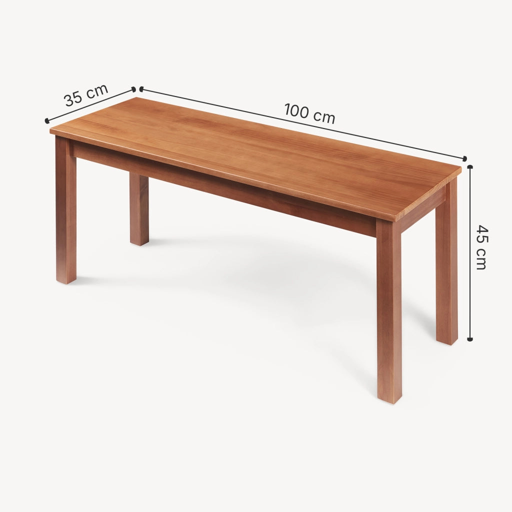 Panca da Tavolo Pranzo Trerunulu in Legno di Pino 100 x 35 x 45 cm - Effetto Noce [en.casa]