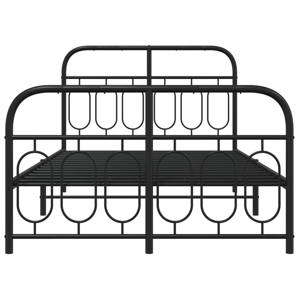 Giroletto con Testiera e Pediera Metallo Nero 120x200 cm 377133