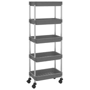 Carrello da Cucina 5 Ripiani Grigio 42x29x128 cm Ferro e ABS CFW9079860
