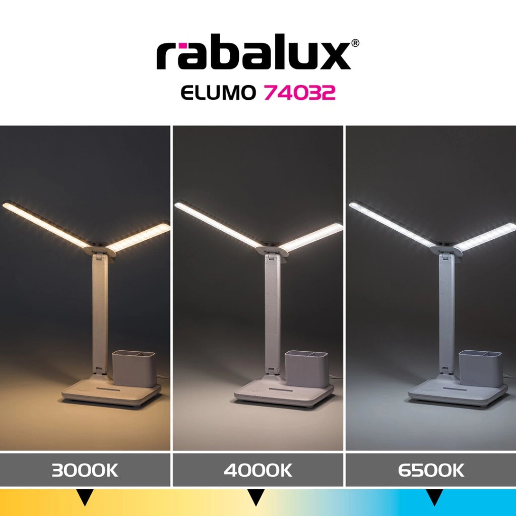 Lampada da scrivania LED dimmerabile bianca Elumo Rabalux