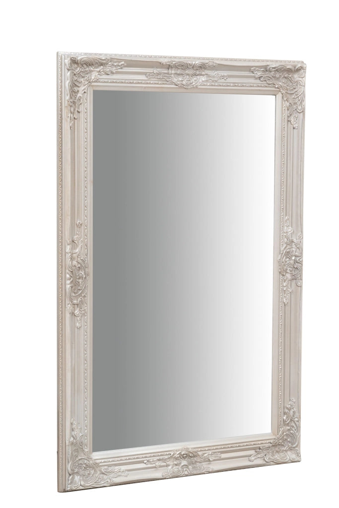 Biscottini Specchio Specchiera da parete e appendere verticale/orizzontale L60xPR4xH90 cm finitura foglia argento anticato