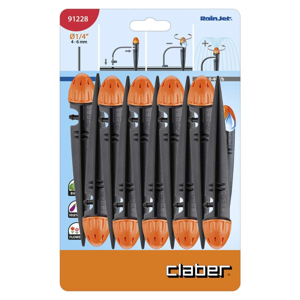 GOCCIOLATORE + ASTA SELF CLABER - RAINJET 91228 LT/H 0-40 1/4 CF=PZ 10- 6 confezioni