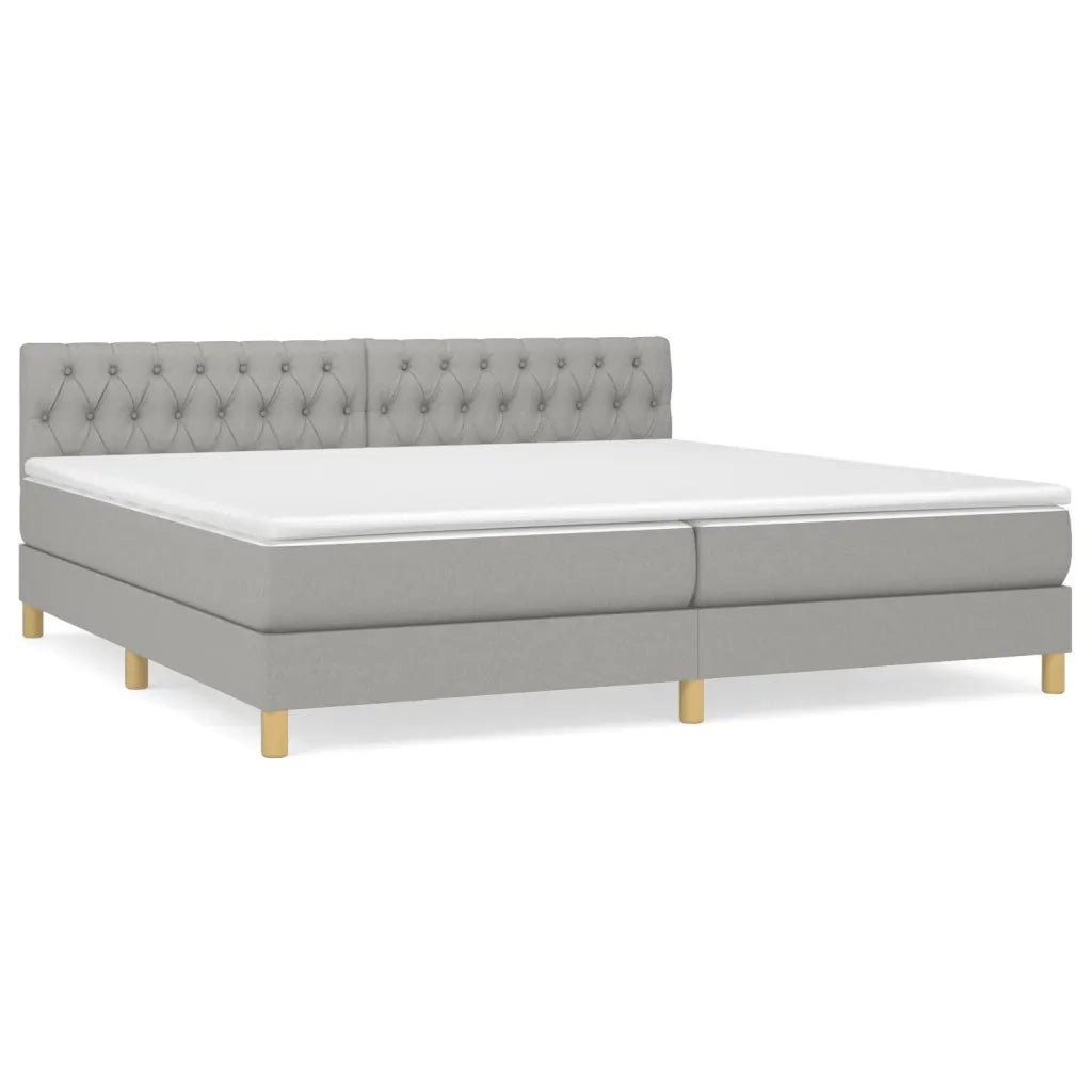 Giroletto a Molle con Materasso Grigio Chiaro 200x200cm Tessuto 3140881