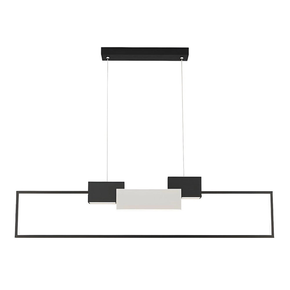 Trade Shop - Lampadario A Sospensione Led 36w Rettangolare Con Telecomando Design Moderno Nero 71585 -