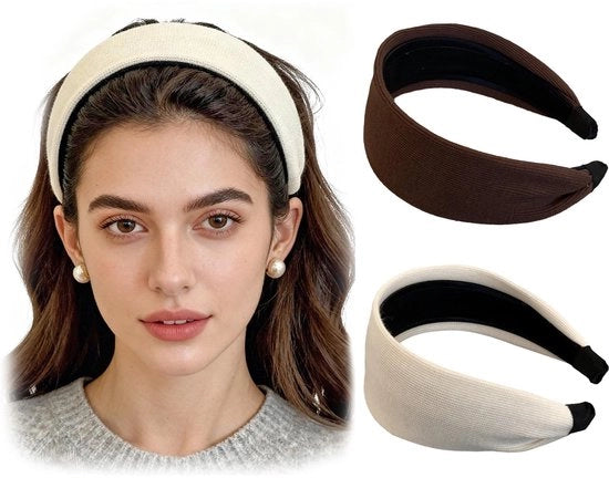 Set di 2 Fasciature per Capelli - 6 cm Larghezza - Fasciature per Capelli Elastiche - Accessori per Ufficio - Fascia per Capelli