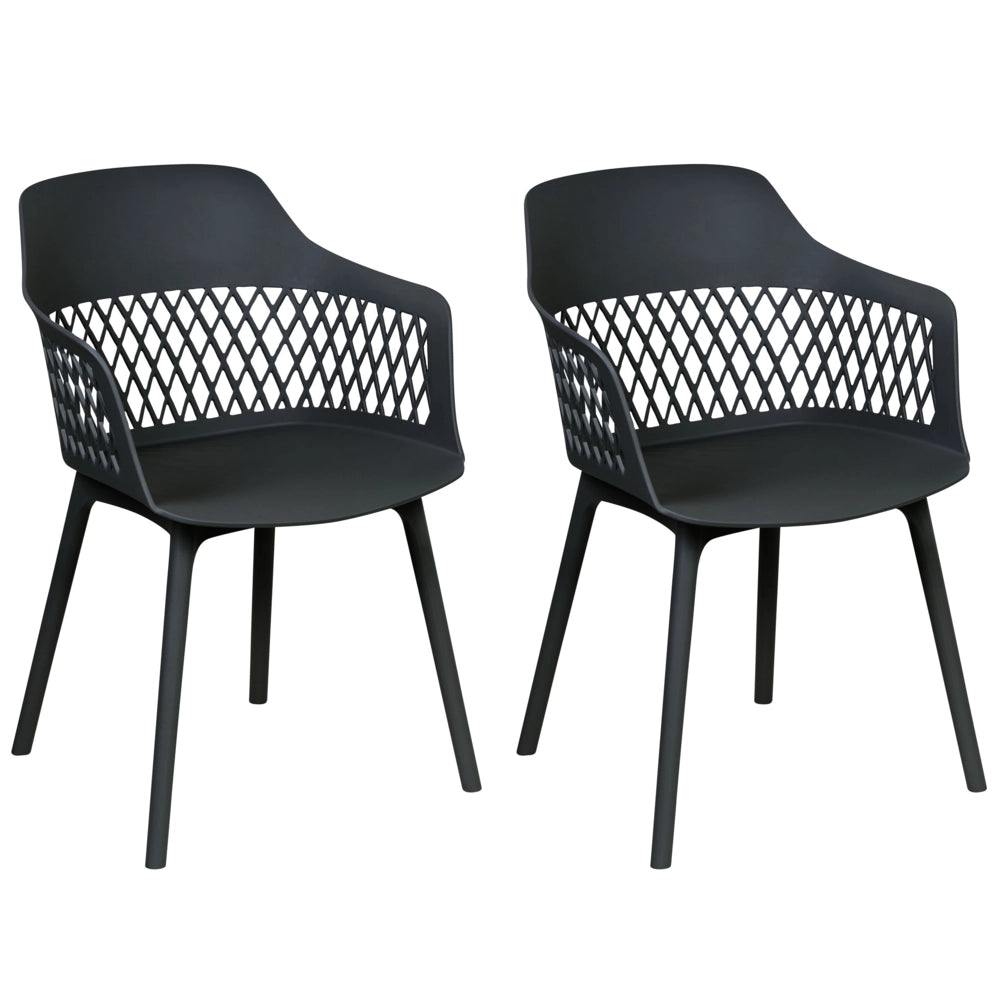Set di 2 sedie da pranzo in materiale sintetico nero stile moderno soggiorno cucina