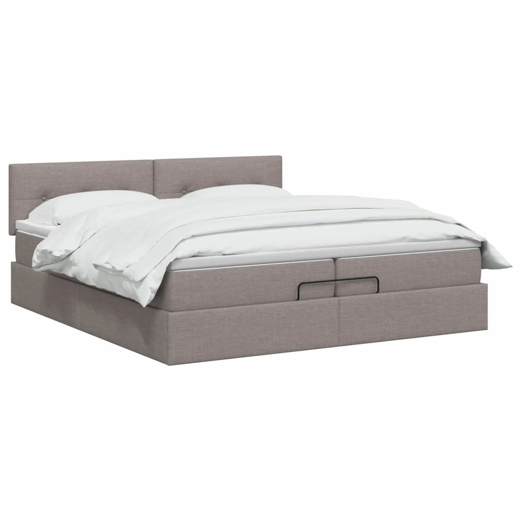 Letto Ottomano con Materasso e LED Tortora 200 x 200 cm Tessuto 3456937