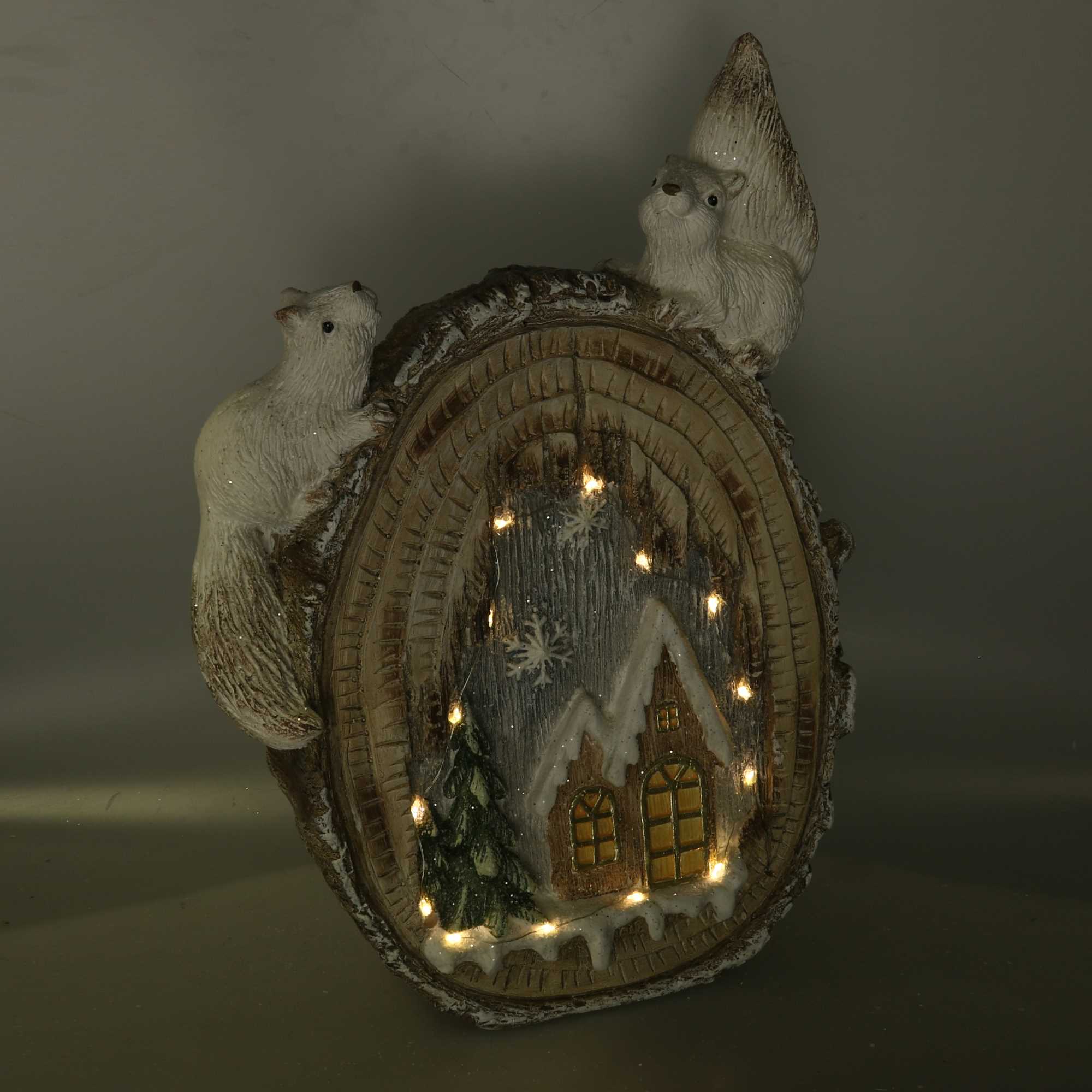 Statua resina tronco con led marrone cm 35x13xh48,5