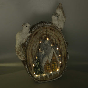 Statua resina tronco con led marrone cm 35x13xh48,5