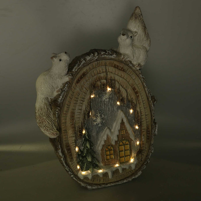 Statua resina tronco con led marrone cm 35x13xh48,5