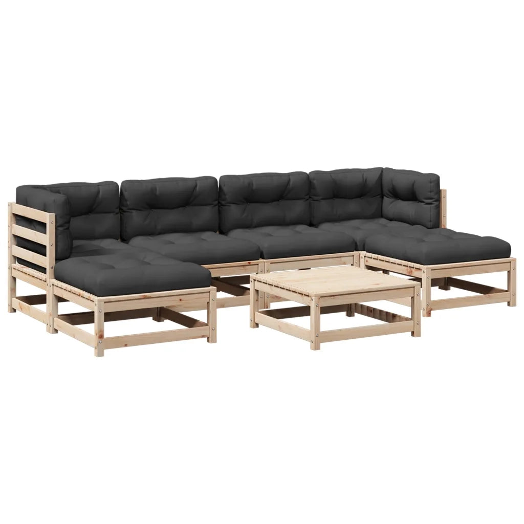 Set Divani da Giardino 7 pz con Cuscini Legno Massello di Pino 3295822