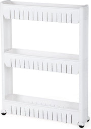 Raccoglitore 3 pannelli, armadio cucina, armadio bagno, raccoglitore, carrello di servizio su ruote, 72,5 cm, bianco, KTR03W