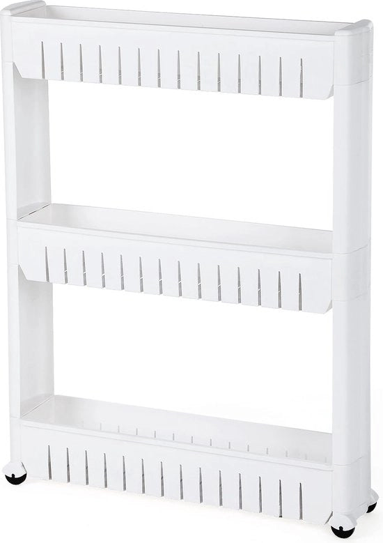 Raccoglitore 3 pannelli, armadio cucina, armadio bagno, raccoglitore, carrello di servizio su ruote, 72,5 cm, bianco, KTR03W