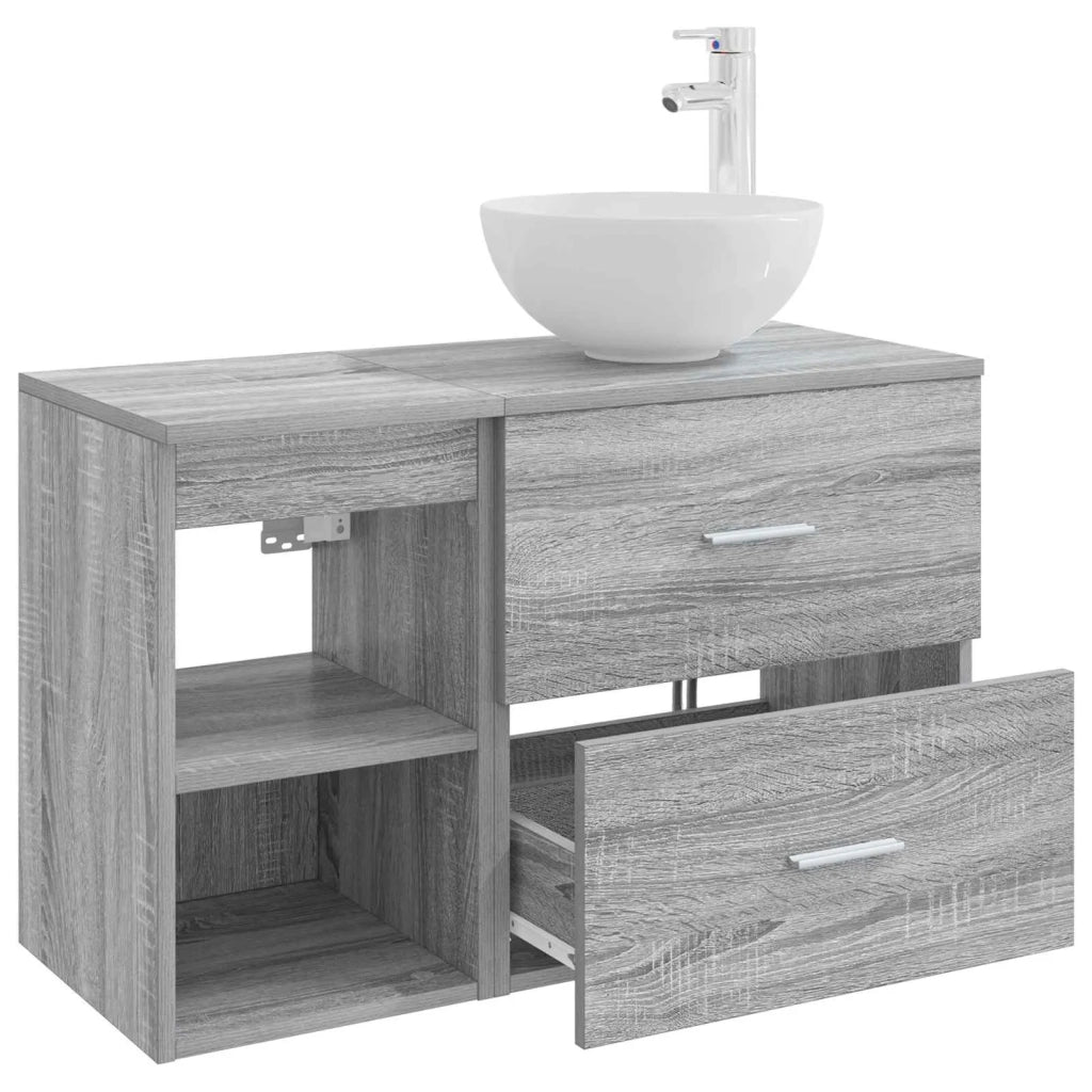 Set di mobili per il bagno 2 pcs Sonoma grigio 3403877