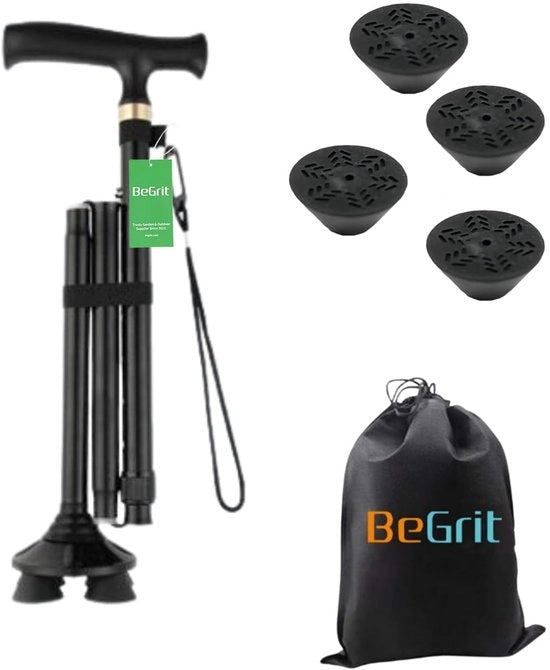 Wandelstok Opvouwbaar per Senioren in Alluminio con Regolazione di Altezza per Terrains Varie con Base a Quattro Piedi per Disabile con Manubrio Regolabile per Uomo Donna Regalo per Papà Giorno del Ringraziamento Ognissanti