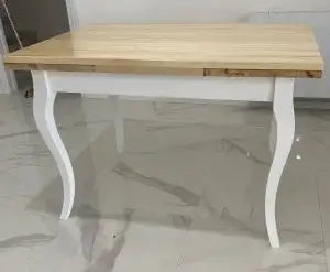 Tavolo allungabile da cucina mod duetto in legno massiccio bianco e naturale